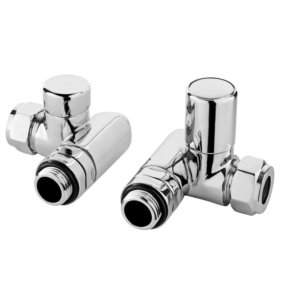 Balterley Contemporary Corner Minimalist Dual Fuel Round Radiator Valves (Pairs) - Chrome