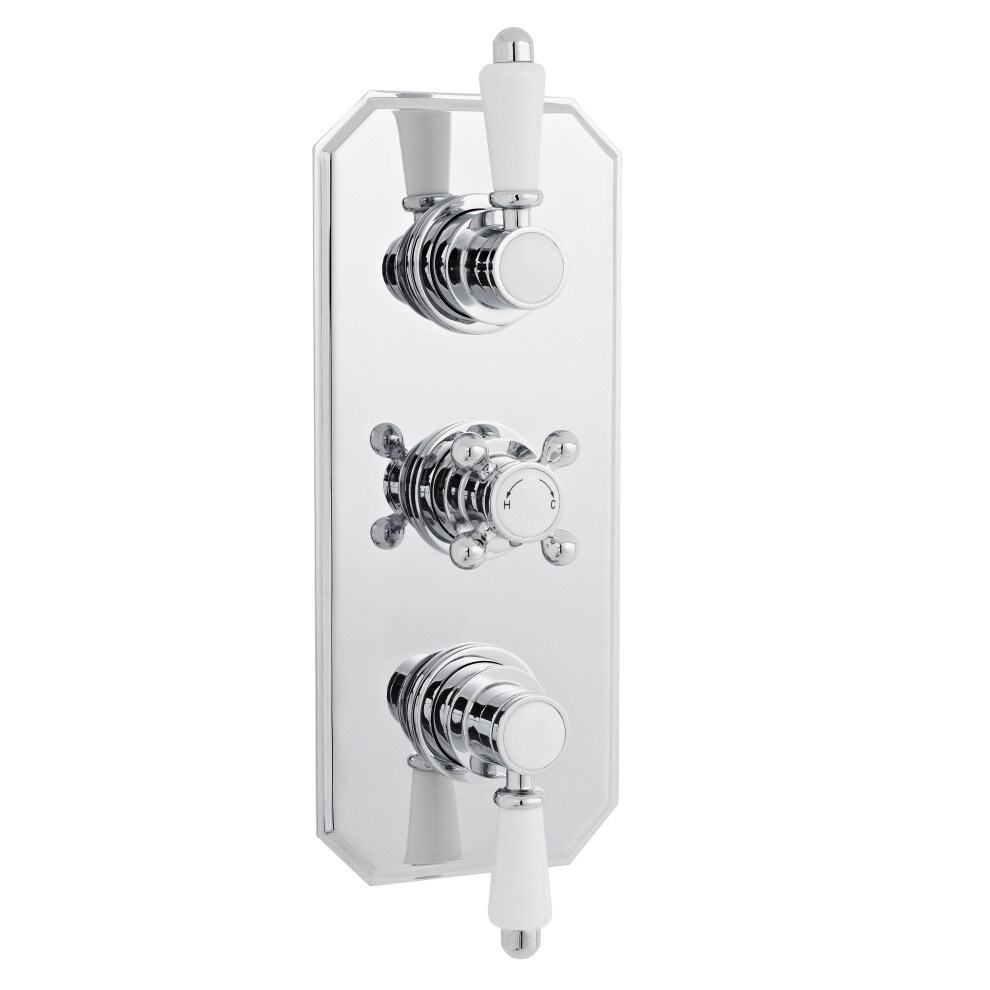 Balterley Traditional Concealed Triple Thermostatic Shower Valve With 2 Outlets In Chrome By