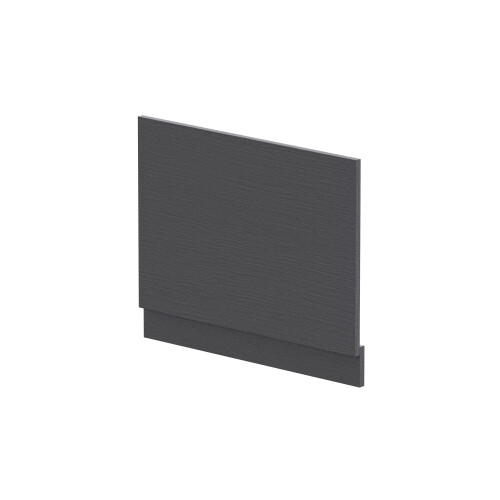 Balterley 700mm Edge/Power Straight End Bath Panel & Plinth - Textured Woodgrain Graphite Grey