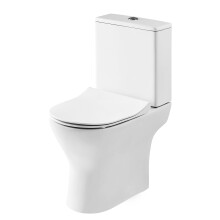 Baswich Compact Rimless Toilet Pan, Cistern and Soft Close Sandwich Seat - 800mm x 375mm x 610mm
