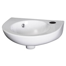 Balterley Anslow Cloakroom Wall Hung 1 Tap Hole Round Ceramic Basin with Overflow, 450mm - White