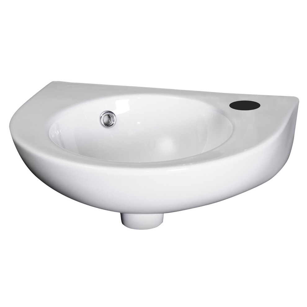 Balterley Anslow Cloakroom Wall Hung 1 Tap Hole Round Ceramic Basin With Overflow, 450Mm - White