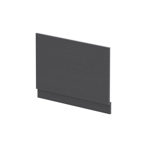 Balterley 800mm Edge/Power Straight End Bath Panel & Plinth - Textured Woodgrain Graphite Grey