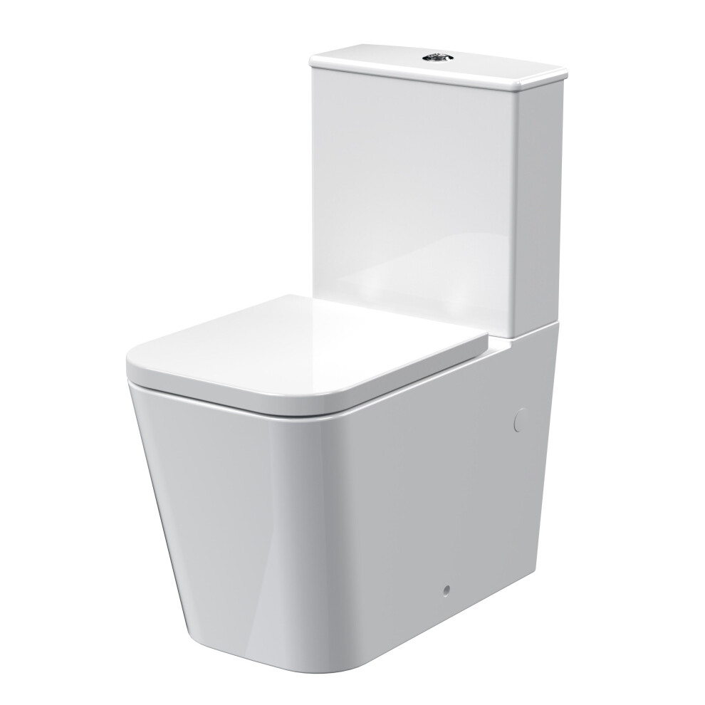 Hilderstone Rimless Flush To Wall Toilet Pan, Cistern & Soft Close Seat - 792Mm X 385Mm X 623Mm 5056678401569
