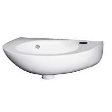 Balterley Anslow Cloakroom Wall Hung 1 Tap Hole Round Ceramic Basin with Overflow, 350mm - White