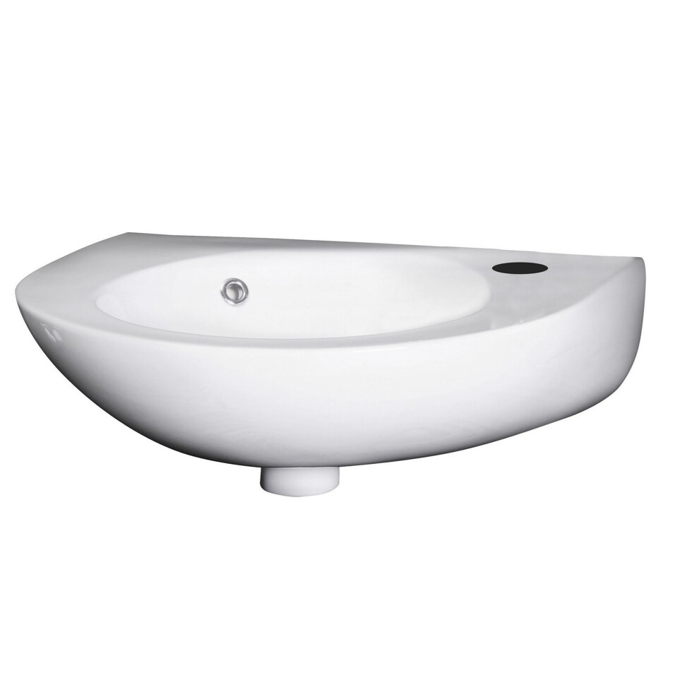 Balterley Anslow Cloakroom Wall Hung 1 Tap Hole Round Ceramic Basin With Overflow, 350Mm - White