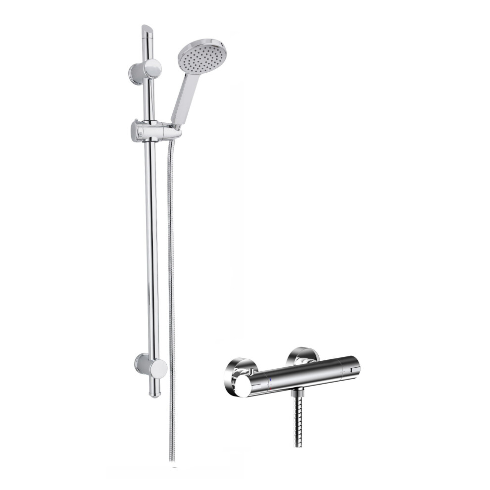 Balterley Current Thermostatic Minimalist Bar Valve And Water Saving Slide Rail Kit Shower Bundle - Chrome