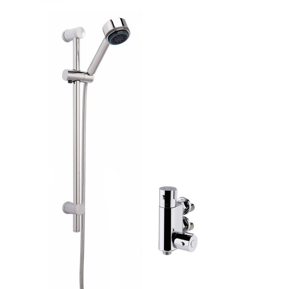 Balterley Thermostatic Round Vertical Bar Valve And Multi Function Handset Slider Rail Kit Shower Bundle - Chrome