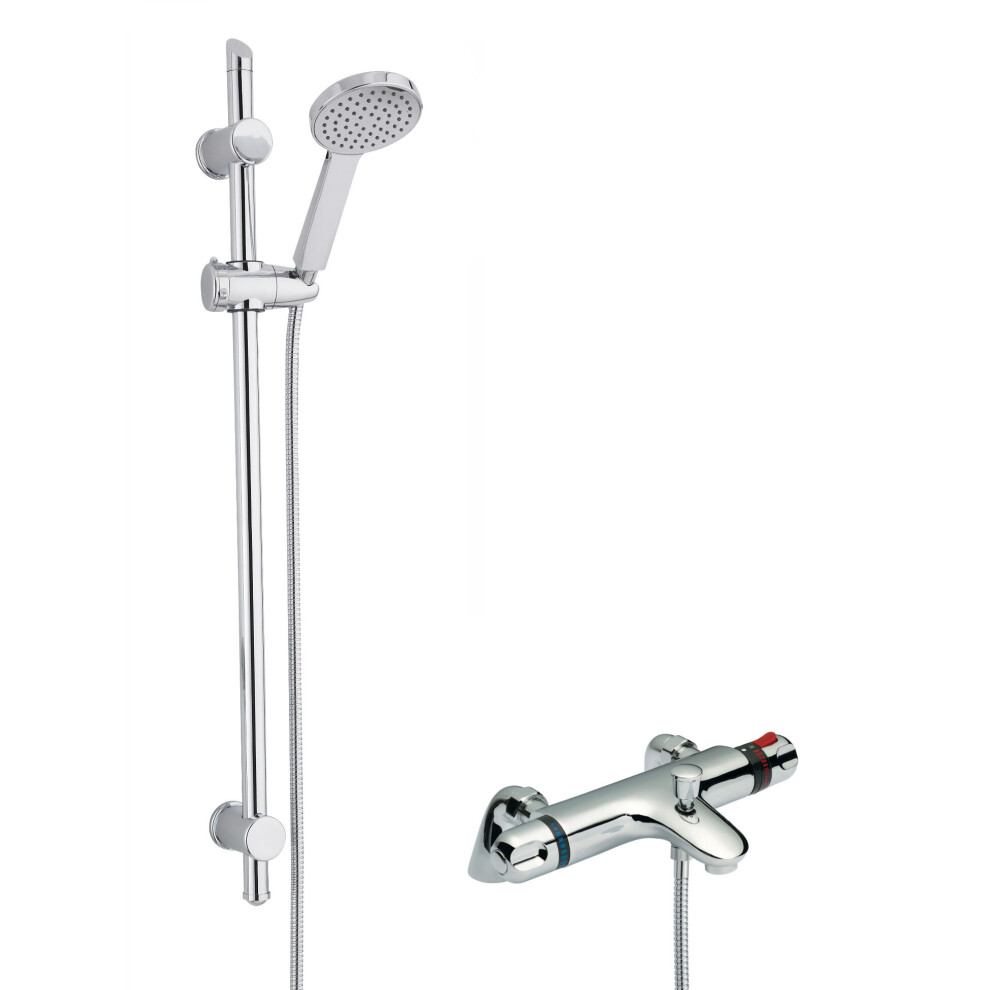 Balterley Thermostatic Bath Shower Mixer Tap & Water Saving Handset Slide Rail Kit Bundle - Chrome