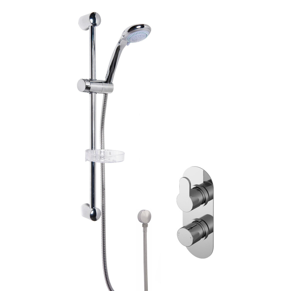 Balterley Pride Shower Bundle Concealed Round Twin Valve & Multi Function Handset Slide Rail Kit - Chrome