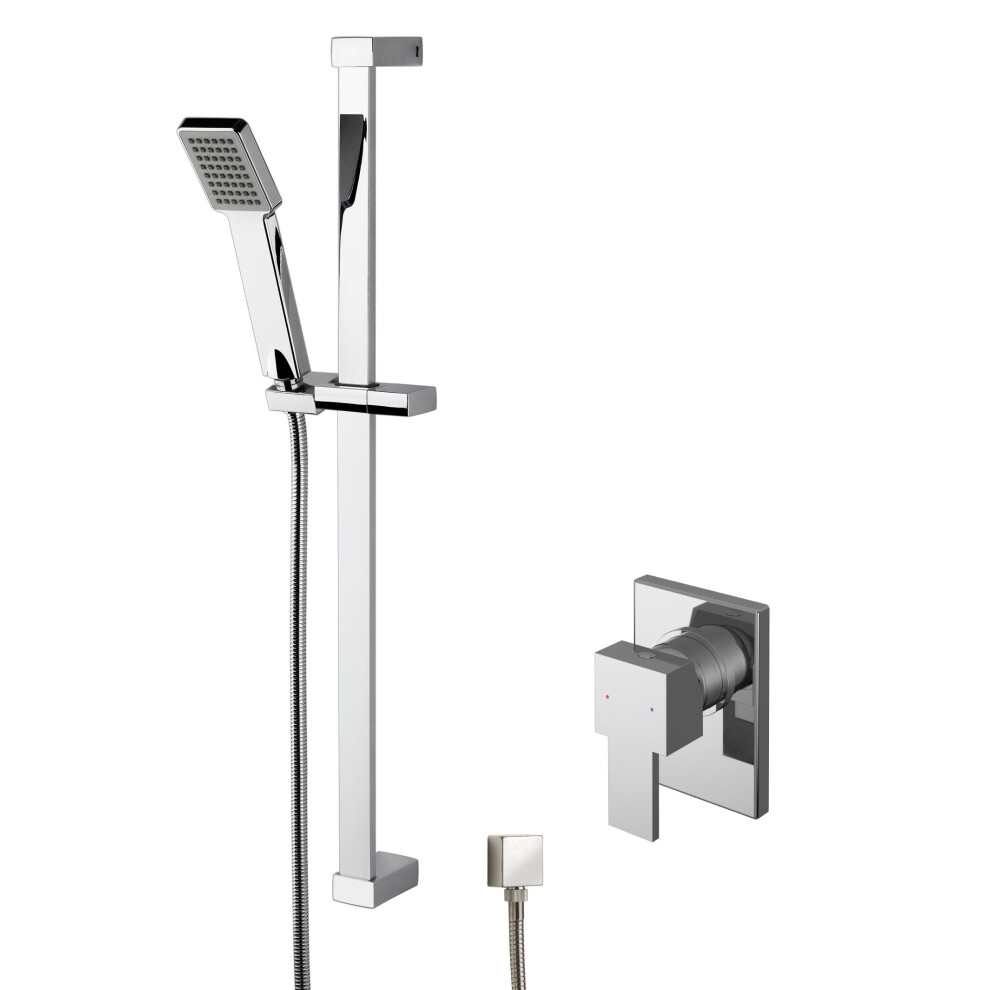 Balterley Ripple Concealed Square Manual Valve & Slide Rail Kit Shower Bundle Set - Chrome