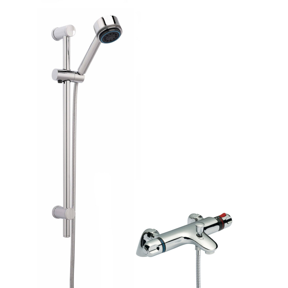 Balterley Thermostatic Bath Shower Mixer Tap & Multi Function Handset Slide Rail Kit Bundle - Chrome