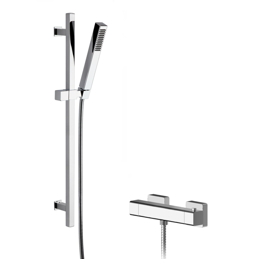 Empire Square Bar Valve & Slide Rail Shower Kit - Chrome - Balterley 5056462693361