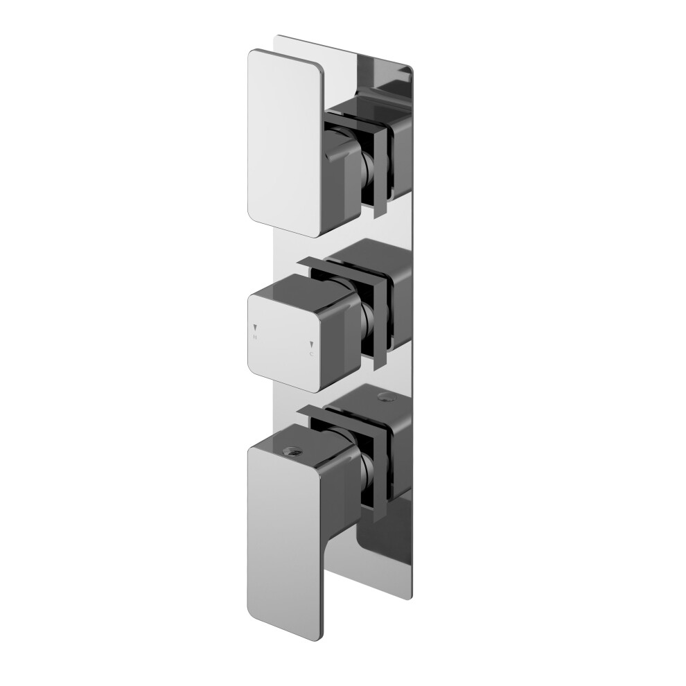 Swinscoe Square Concealed Thermostatic Triple Shower Valve With Diverter (3 Outlets) - Chrome - Balterley 5056462690827