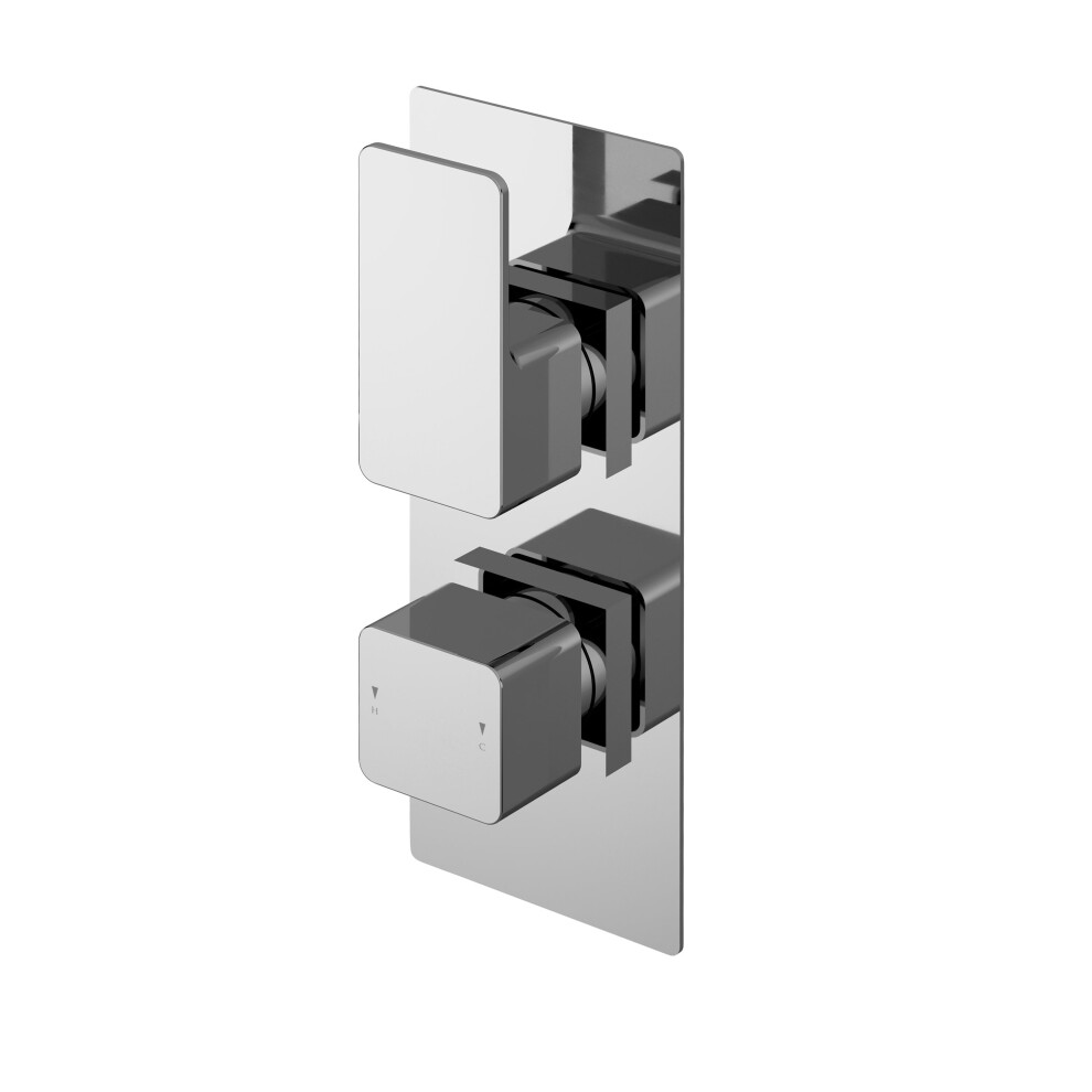 Balterley Square Concealed Thermostatic Twin Shower Valve (1 Outlet) - Chrome