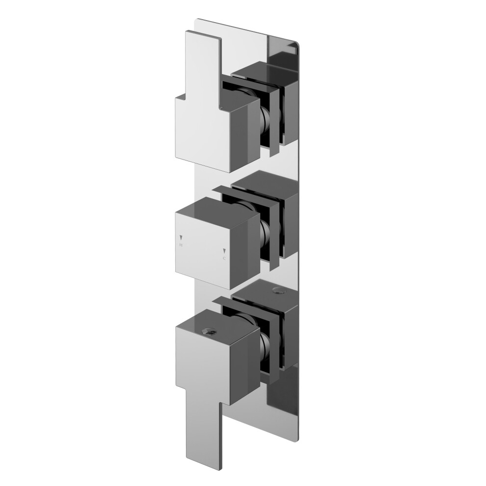 Balterley Betley Contemporary Bathroom Twin Concealed Thermostatic Shower Valve With Diverter And Lever Handles, 300Mm, Chrome