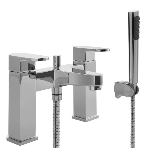 Balterley Modern Bathroom Soft Square Deck Mounted Bath Shower Mixer Tap - Chrome