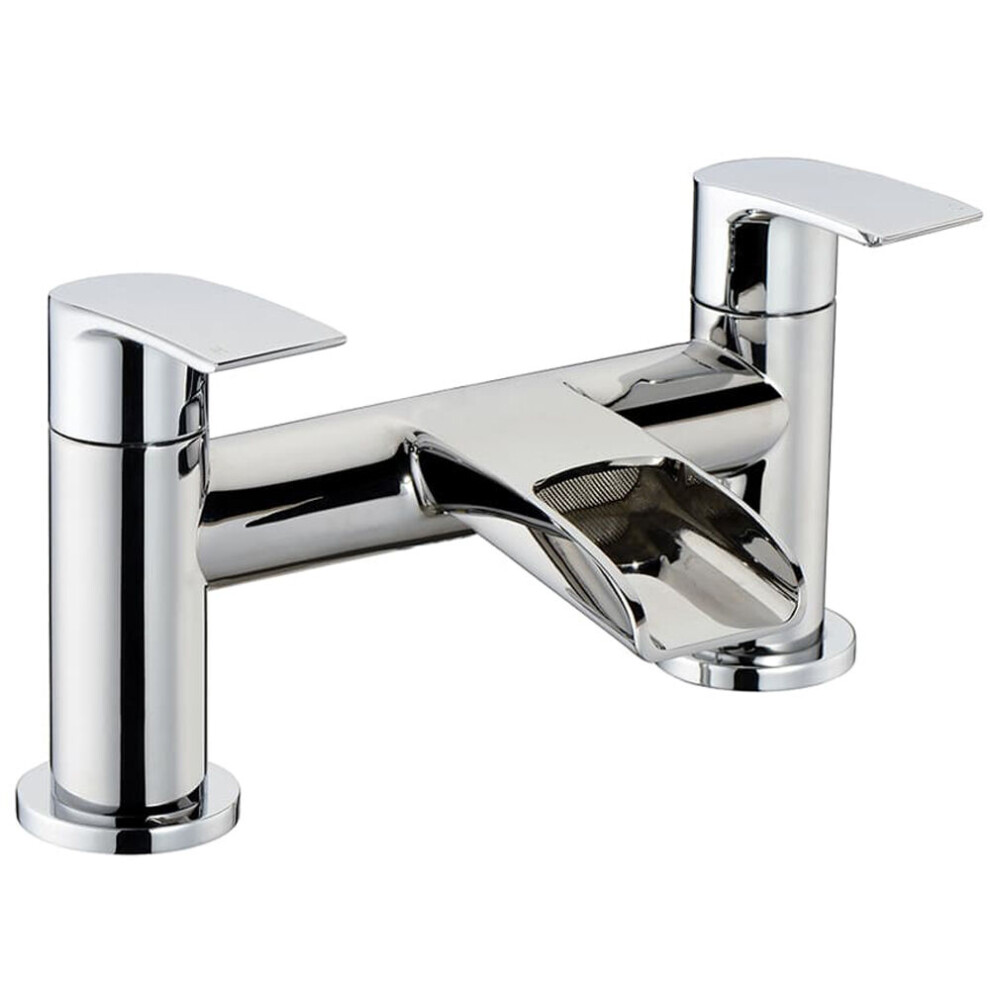 Balterley Modern Bathroom Waterfall Spout Deck Mounted Bath Filler Tap - Chrome