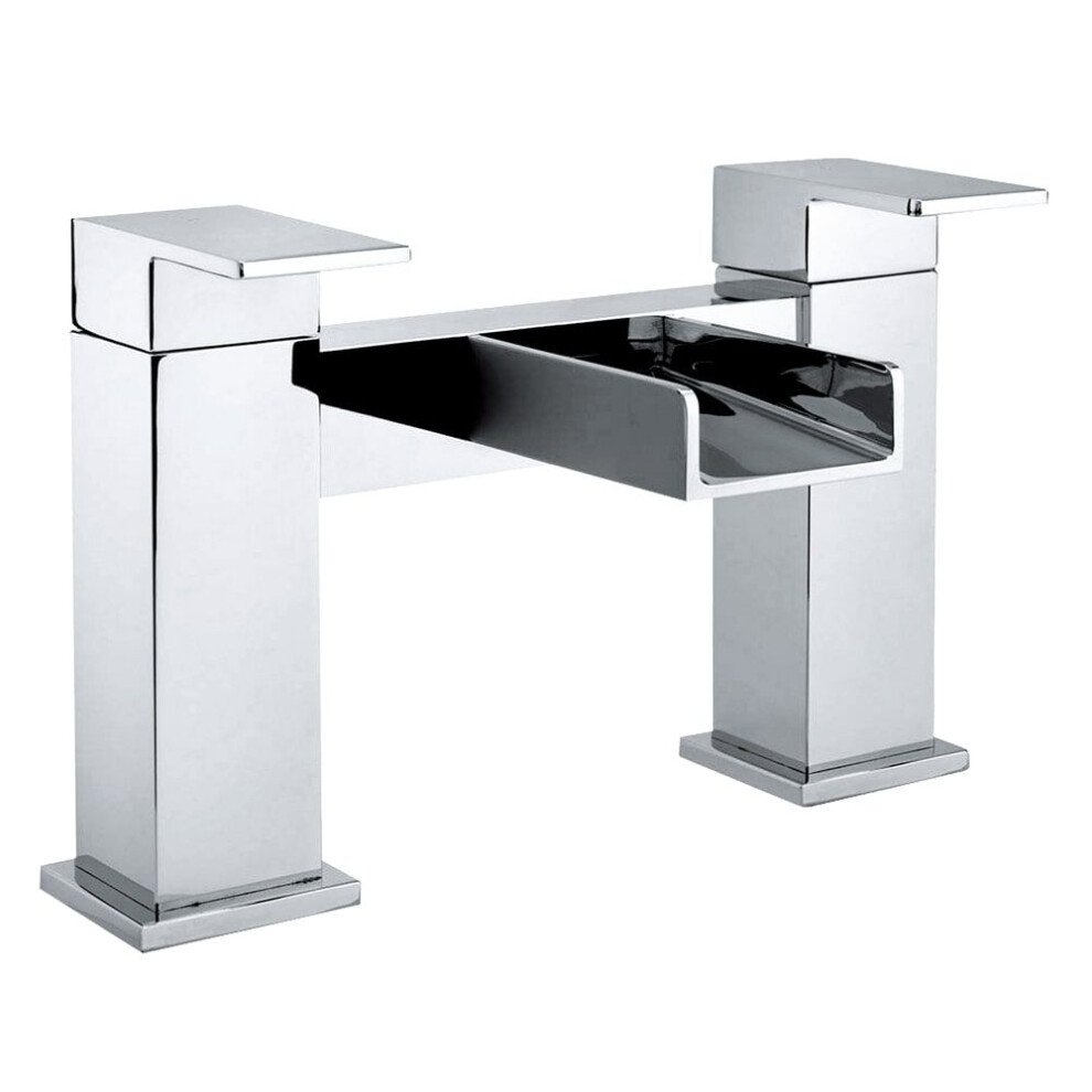 Balterley Modern Bathroom Deck Mounted Square Waterfall Spout Bath Filler Tap - Chrome