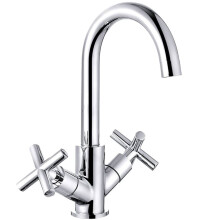 Contemporary Cross Handle Kitchen Mixer Tap, Chrome