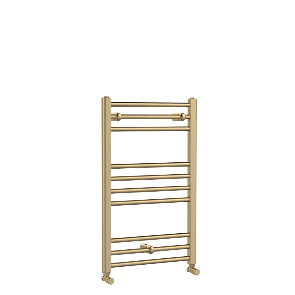 Balterley Straight Towel Radiator With Round Rails 800Mm X 500Mm, Brushed Brass