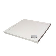 White Square Stone Anti-Slip Shower Tray with Corner Waste Position - 700 x 700mm - Balterley