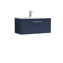 Balterley Modern Bathroom Wall Hung 1-Drawer Vanity & Basin, Midnight Blue, 800mm