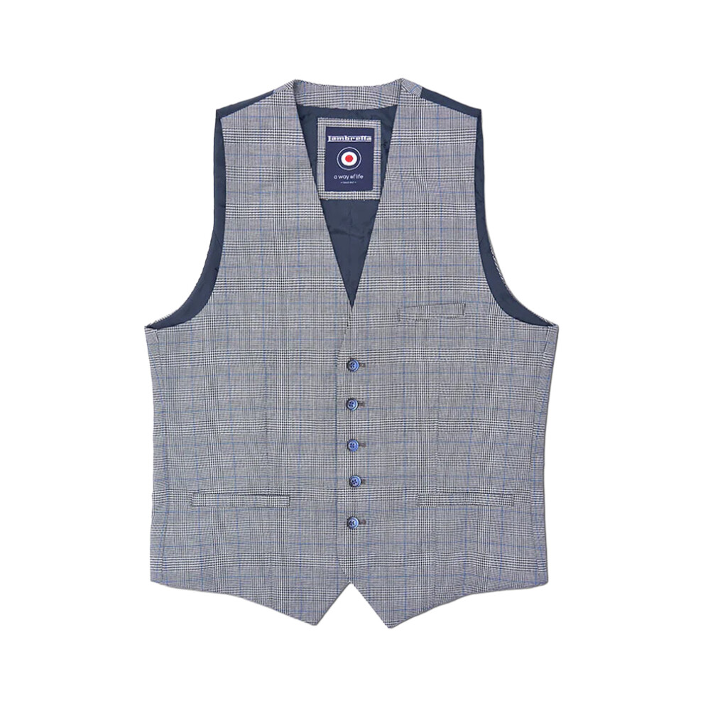 Lambretta (48 In, Grey) Mens George Prince Of Wales Check Waistcoat