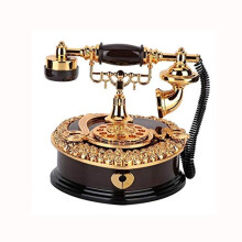 Vintage Telephone Hand Crank Music Box with Rich 18Tone Sound, Wedding Home Decor Gift