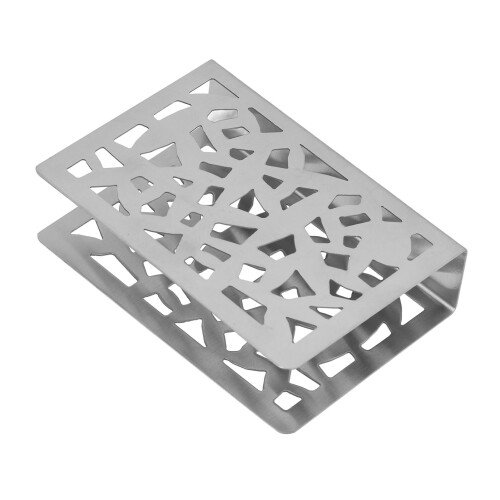 Hollow Out Pattern Metal Napkin Holder, Silver, Multiuse for Countertop 2