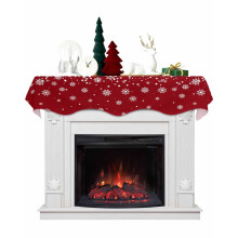 Christmas Fireplace Mantel Scarf Red Snowflake Polyester Holiday Shelf Cover 90x17 Inch Decor
