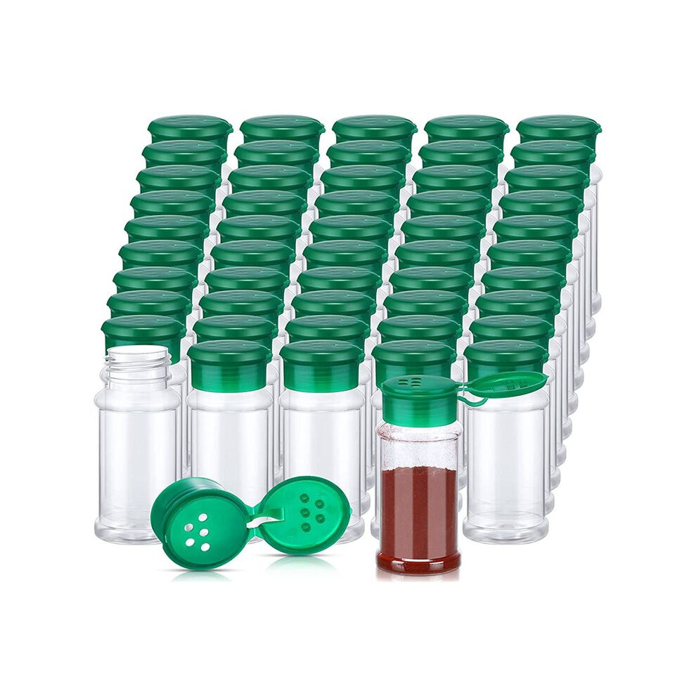 50Pcs Plastic Spice Jars With Shaker Lids Spice Containers Plastic Spice Bottles Seasoning Shaker Jars 3.3Oz/100Ml Green 6034021386984