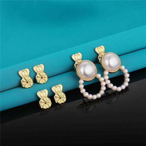 3-Pairs Earring Backs,Earring Backs Lifter for Heavy Earrings, Adjustable Hypoallergenic Secure Earring Backs(Gold) 2