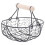 Wooden Handle Metal Retro Basket Portable Multi-Function Vegetable Fruit Egg Groceries Practical Storage Basket Organizer Black 1