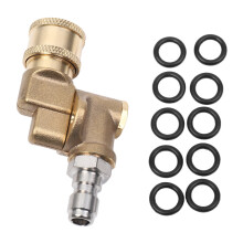 Quick Connecting Pivoting Coupler 180 Degree with 5 Angles and Safety Lock for Pressure Washer Spray Nozzle, Max 5000 PSI, 1/4 Inch Plug