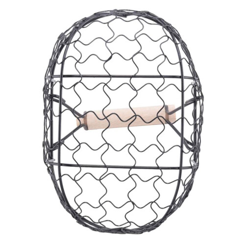 Wooden Handle Metal Retro Basket Portable Multi-Function Vegetable Fruit Egg Groceries Practical Storage Basket Organizer Black 1