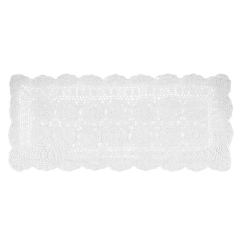 Mesa de Centro de Mesa de Centro Retangular Branca CôModa de Crochê Feito à MãO de AlgodãO