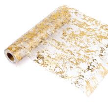 Tisch Tuch, Funkelnde Polyester TüLl Band Rolle mit Gold Folie, Geburtstag Feier, Hochzeit, Weihnachten Dekoration, 28 Cm X 10 M