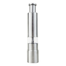 Molinillo de Sal y Pimienta BotóN Pulsador Plateado de Acero Inoxidable para Cocinar Especias Molinillo de Pimienta PortáTil