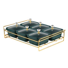 Luxury Fruit Plate Dried Fruit Plate  Compartment Candy Plate with Lid for Home Use Living Room Coffee Table B