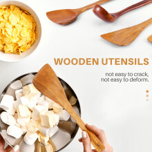 4Pcs Wooden Shovel Spoon Non Stick Wood Long Rice Spatula Kitchen Cooking Utensil Hand Stir Fry Tools Sets