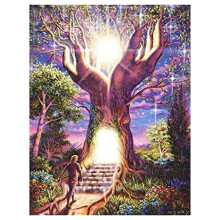 Diamante Pintura Bordado ÁRvore Redonda Broca Ponto Cruz Pintura Buda DecoraçãO da Casa