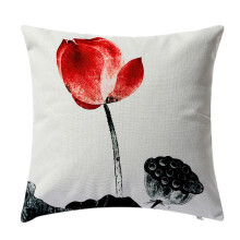 Lotus Square Pillowcase Home Decor Linen Pillow Cases Cushion Cover for Sofa Car Fashion Pattern Gift 45X45cm C