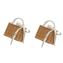 Fresh and Fashionable Pearl Handbag, Beach Holiday Style Beach Straw Basket