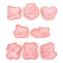8 Stuks Schattige Beer Vorm Biscuit Mold Set Cookie Plunger Handdruk DIY Fondant Taart Decoratie Gereedschappen Suiker Ambacht