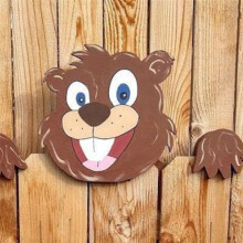 Rabbit Animal Fence Peeking Yard Art Decoration Outdoor Fence Decoration