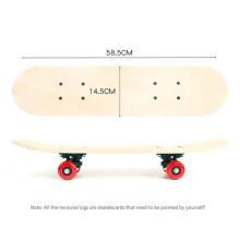 58,5 cm Planche à Roulettes Planche à Roulettes en Érable Vierge Adultes Enfants Bricolage Planche Décorative Peinte à la Main Double Bascule
