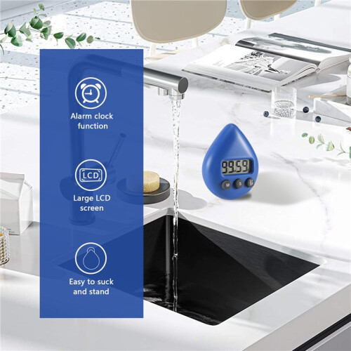 Digital Bathroom Clock Waterproof Shower Clock Timer Temperature Humidity Visual Countdown Timer Wall Clock 2