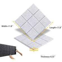 6 Pcs Self-Adhesive Acoustic Panels Decor Tiles,Sound Panels 9 Mesh Pin Boards,Acoustic Treatment for Studio,Silver Grey