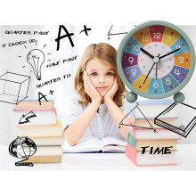 Educational Wall Clock for Kids Learning , Silent Non-Ticking Decorative Clock for Classrooms or Bedrooms Green